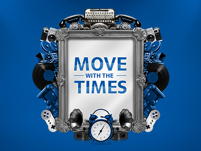 Move With The Times advertising banking campaign device graphic