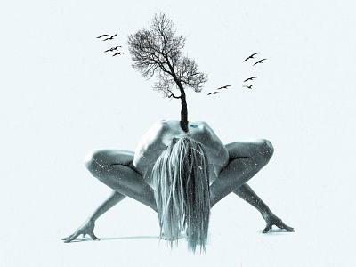 Stranger Things art birds dark pose stranger things tree weird woman yoga