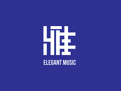 Elegant Music Logo brand character chinese hanzi kanji label logo modern music record