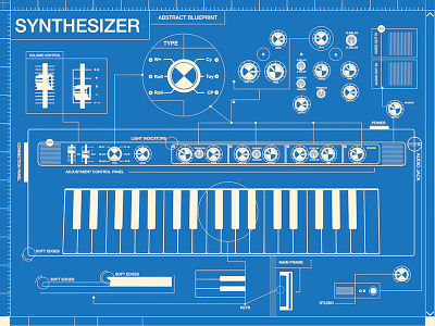 Synthesizer [Abstract] Blueprint abstract blueprint digital keyboard piano synthesizer