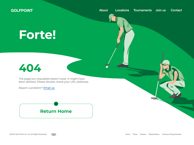 008 404 Page | 100 Days of UI Design 404 animation cta design error golf green micro page ui ux web design