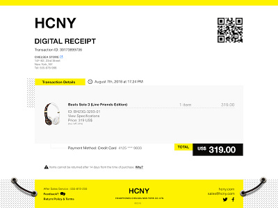 017 Email Receipt | 100 Days of UI Design dailyui digital email receipt shopping transaction yellow