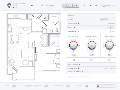 021 Home Monitoring Dashboard | 100 Days of UI Design adjust apartment dashboard home iot ipad monitor smart technology ui design