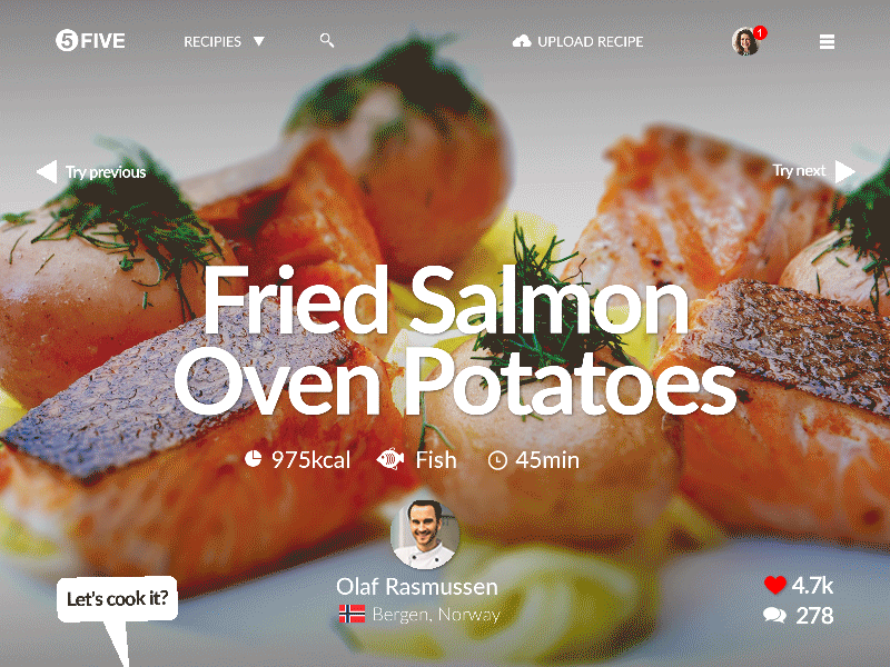 040 Recipe | 100 Days of UI Design cooking dailyui food recipe salmon spaghetti uidesign web design