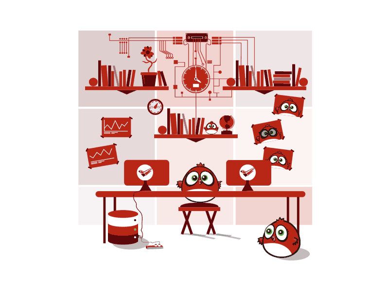 Working Hard illustration micro animation red work