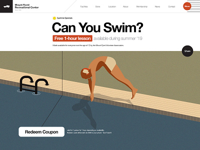061 Redeem Coupon | 100 Days of UI Design dailyui illustration redeem redeem coupon retro summer swimming uidesign vintage web design