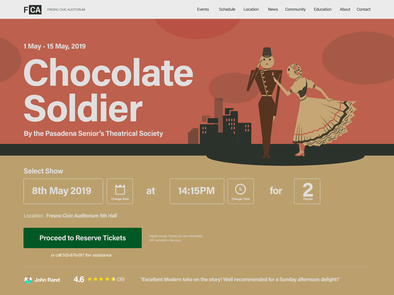 070 Event Listing | 100 Days of UI Design chocolate dailyui event illustration listing retro theatre uidesign vintage web design