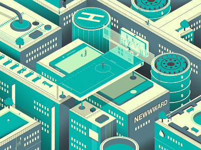 Newwward - Hospital of the Future cyberpunk future green health hospital illustration modern
