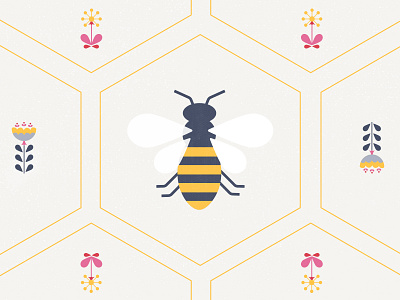 Flowers and Bees design flat icon illustration vector