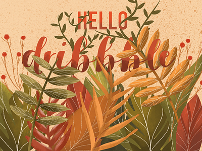 Hello dribbble ! autumn colors design drawing floral hello dribbble illustration nature plant