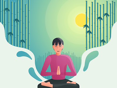 Mindfulness Illustration adobe illustrator flat illustration green happiness healing love mentalhealth mindful mindfulness psychology therapy vector illustration yoga
