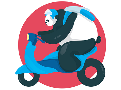 Cute panda riding a motorcycle bicycle bike cartoon cute illustration isolated motorbike motorcycle scooter symbol toy white