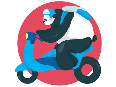 Cute panda riding a motorcycle