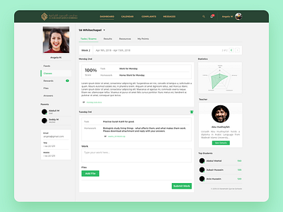 Student Dashboard dashboard desktop web green student portal ui website design