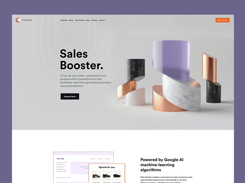 Product landing page for Ciklum