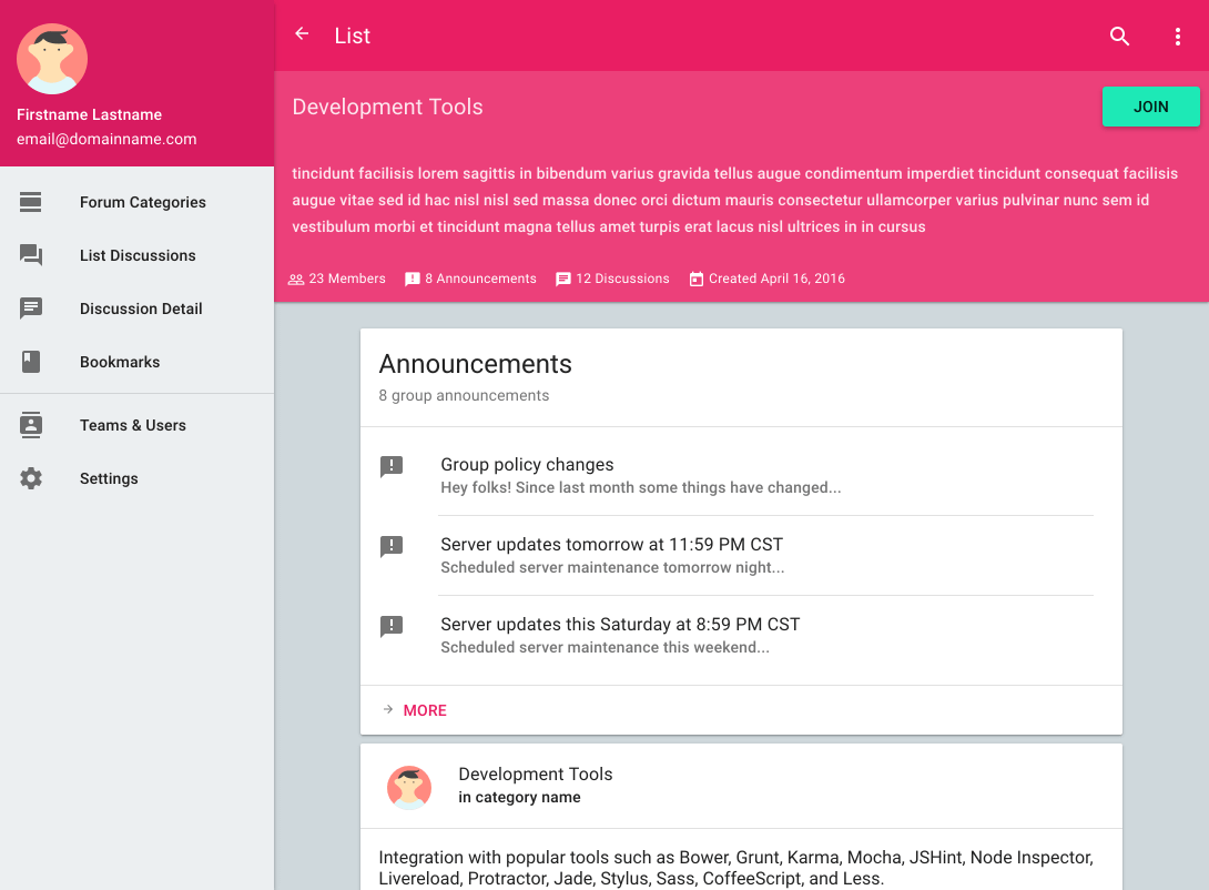 Material Design Forum Concept By Kyle Ledbetter On Dribbble