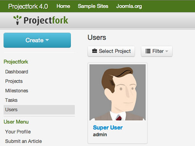 Projectfork 4.0 Users joomla projectfork ui