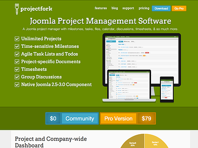 Projectfork 4 Landing Page bootstrap joomla projects tasks todo website