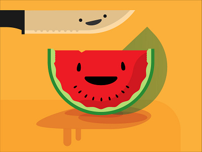 Watermelon & Friend cut fruit fun knife seeds sharp vector watermelon