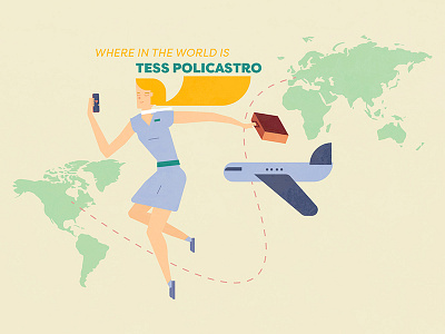 Globe Trotter girl globe illustration plane traveler world