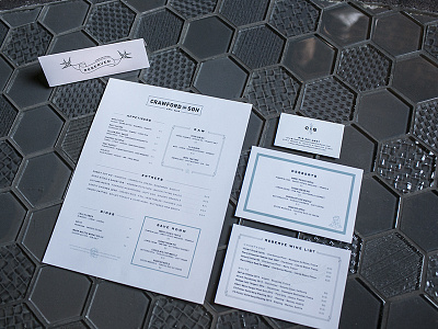 Crawford & Son Collateral bar branding business card card collateral hospitality identity menu postcard print restaurant