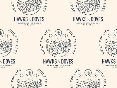 Hawks & Doves Illustration bags blue ridge branding clothing goods moons mountains retail