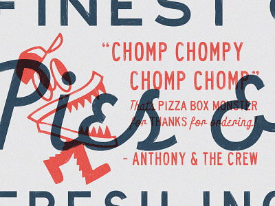 Pizza Box Textures blue branding chomp hospitality identity logo monster navy overlay pizza red typography