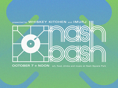 Nash Bash block party branding funky gig groovy hip hop lettering music party raleigh retro turntable