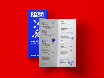Diving Dumplings Print Applications branding business cards identity print restaurant take-out menu