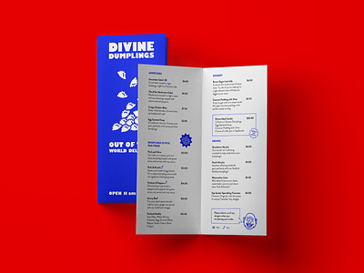 Diving Dumplings Print Applications branding business cards identity print restaurant take out menu