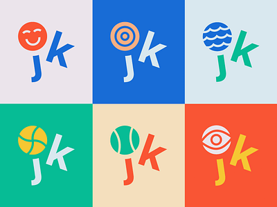 JK Dynamic Identity branding colourful dynamic identity icon logo monogram playful type