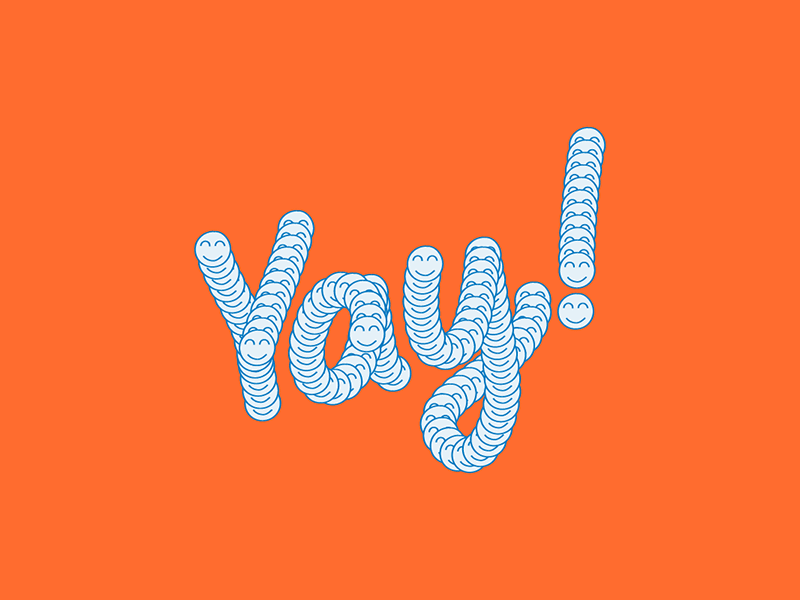 Yay! animation excitement expressive faces gif loop smiley type typography