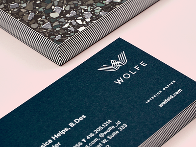 Wolfe Interior Design Business Card branding business card emblem foil interior design letterpress logo monogram print