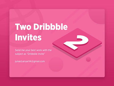 2 Dribbble Invites card circles dribbble invites isometric pink two