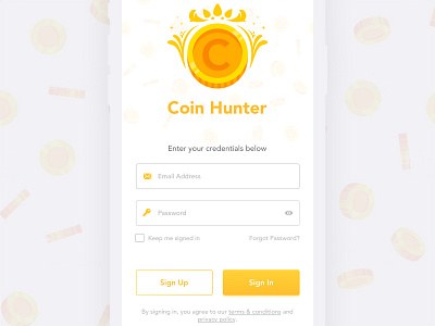 Coin Hunter app coin design golden hunter mobile sketchapp ui yellow