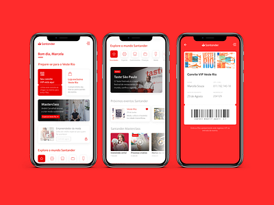Mundo Santander 2019 app bank boarding pass interface red site ticket travel ui ui ux ux