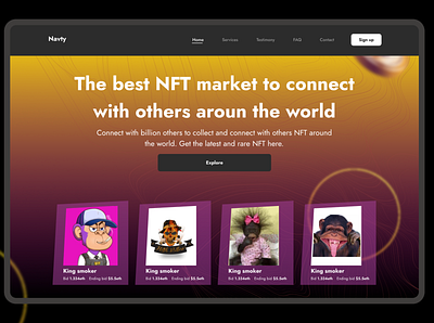 NFT Marketplace crypto defi finance homepage illustration landing page money nft web web2