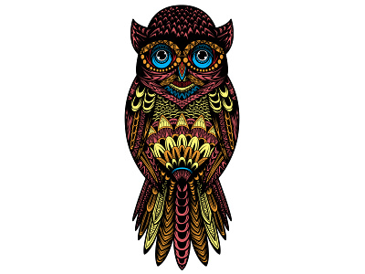 Owl illustration color drawing illustration owl patterns vector