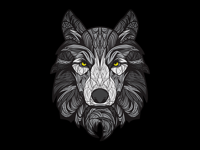 Wolf illustration illustrator vector patterns wolf yellow eyes