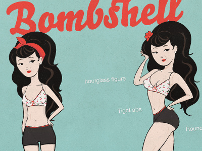 Bony To Bombshell bony to bombshell branding cartoon fitness gym illustration logo