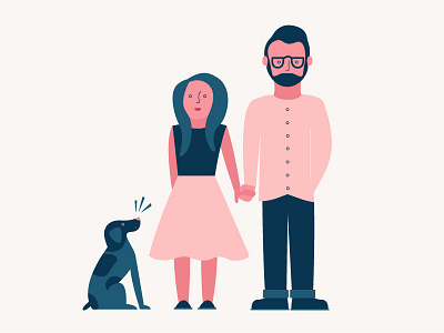 The Chamberlain's couple dog family illustration love valentine