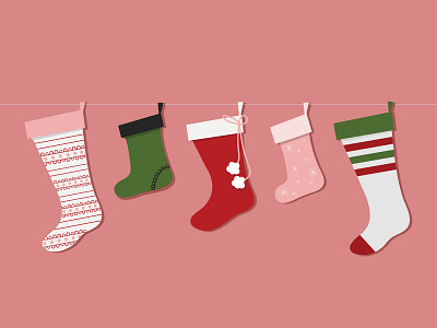 Christmas Stockings christmas holiday illustration vintage