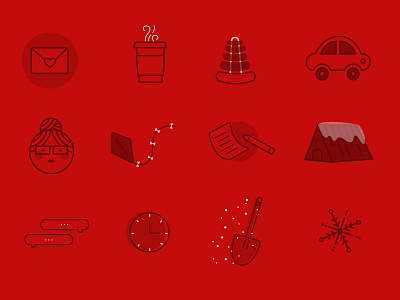 Winter Icon Set cabin christmas holidays icon icon set illustration red winter winter scene