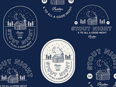 Stout Night Badges beer cabin coffee design holiday illustration mountains outdoors vector winter