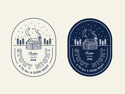 Stout Night Badges beer cabin coffee illustration moon winter