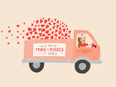 Valentine's Illustrated Card heart illustration love truck valentines valentines day valentines day card vintage