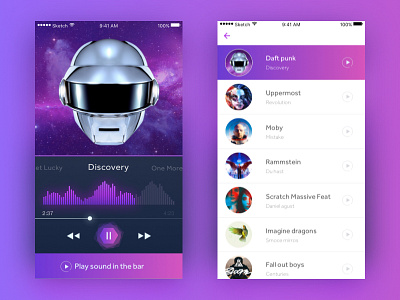Music Player app appdesign audioplayer design interface music pause play player playlist shot