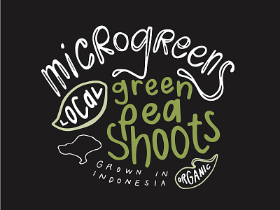 Final Label Design fresh handdmade handdrawn label local microgreens organic pea plant based salad shoots typography