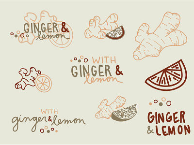 Illustration Process branding design drawing ginger icons illustration lemon lime logo package packaging tea