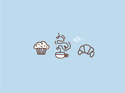 Coffee Time brand branding breakfast cafe coffee croissant icons illustration logo muffin sleepy